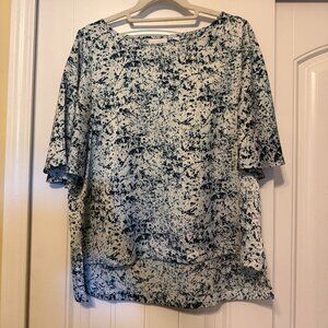 EUC - New York & Company Women's Blouse | Size Large | Teal Marble